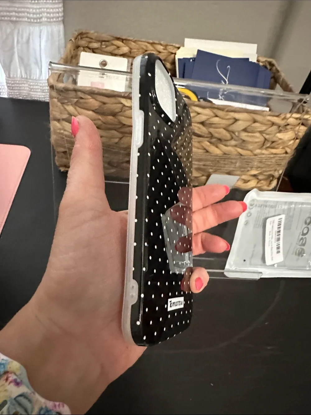 Black Polka Dot Phone Case for iPhone 15 plus NWT